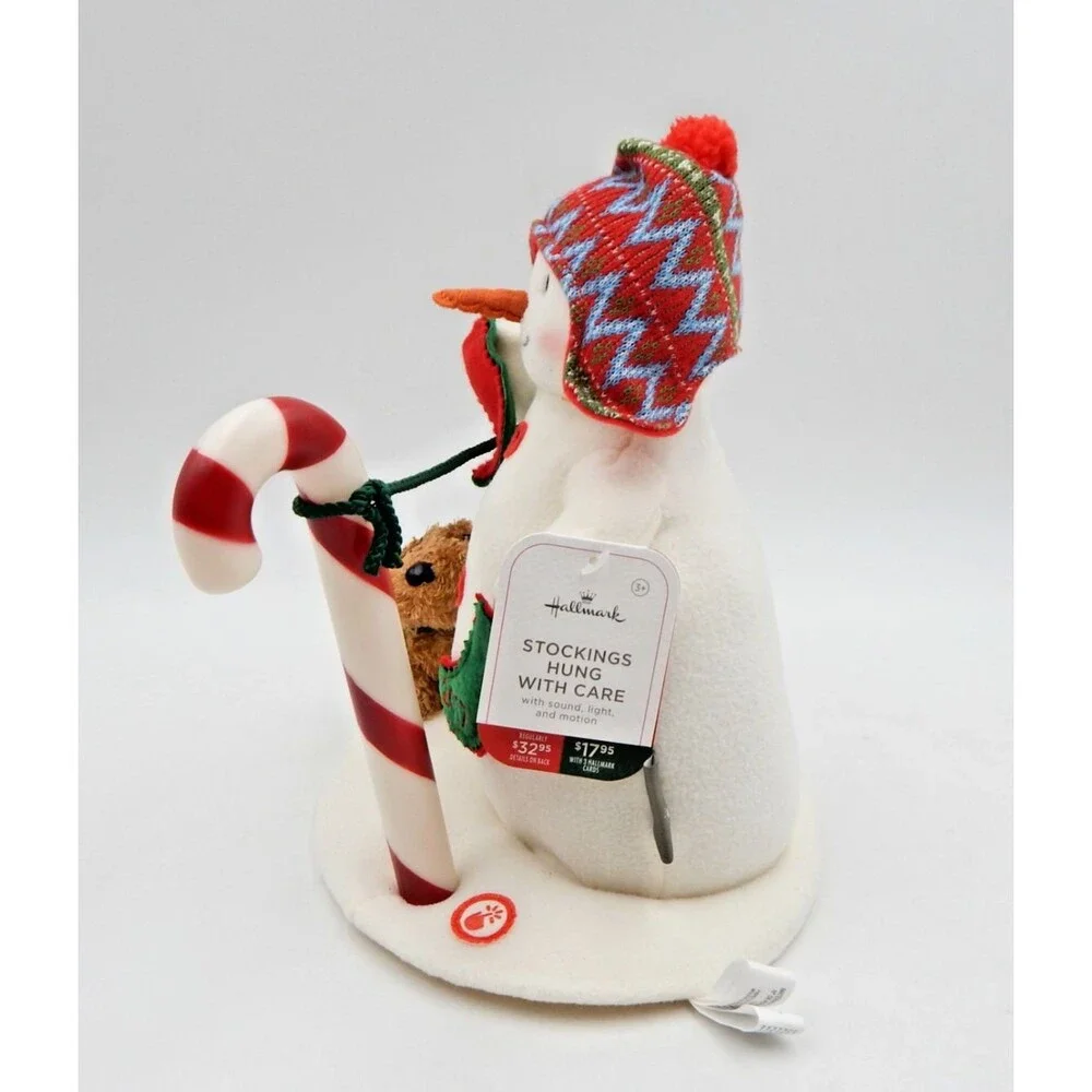 Hallmark 2017 Jingle Pals Stockings Hung With Care Plush Animated Snowman w Tags